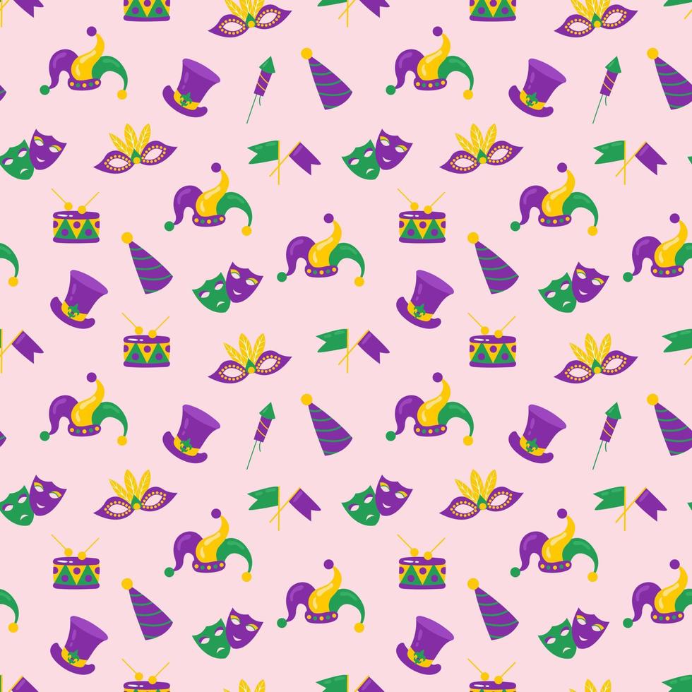 Seamless pattern Mardi Gras carnival. Design for fabric, textile, wallpaper, packaging. vector