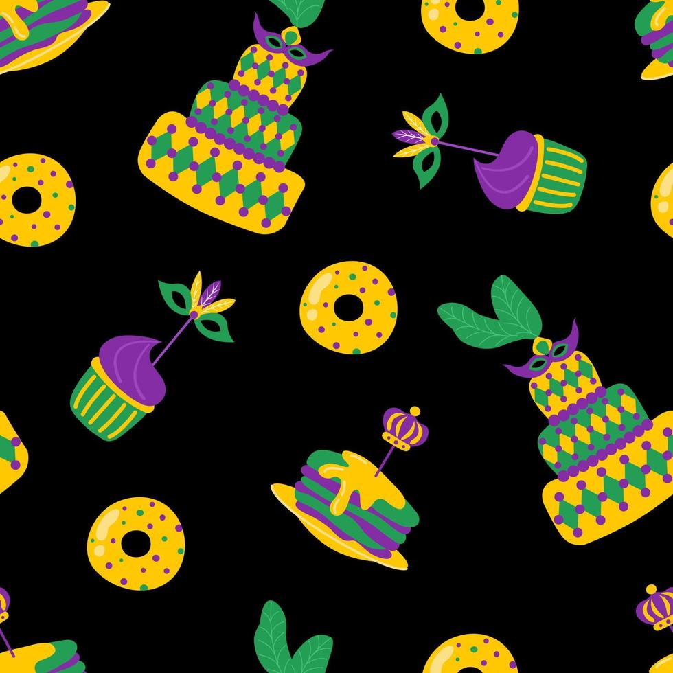 Seamless pattern Mardi Gras carnival. Design for fabric, textile, wallpaper, packaging. vector