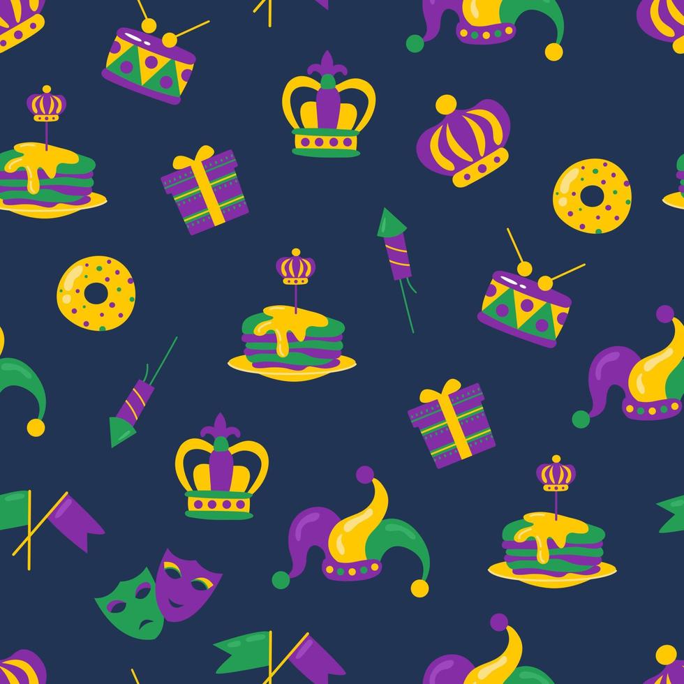 carnaval de mardi gras de patrones sin fisuras. diseño para tela, textil, papel pintado, embalaje. vector