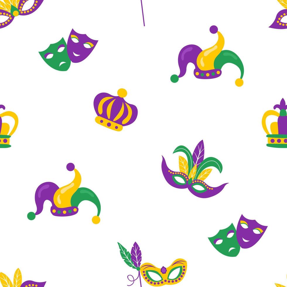 Seamless pattern Mardi Gras carnival. Design for fabric, textile, wallpaper, packaging. vector
