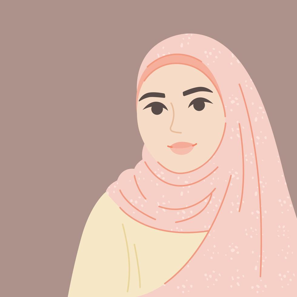 hermosa mujer en hijab, ilustración vectorial plana vector