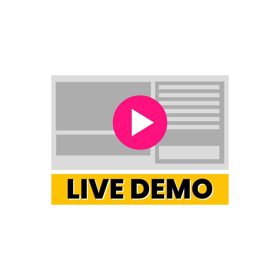 Live Demo Training Seminar Courses Program Icon Sign Banner Design Vector