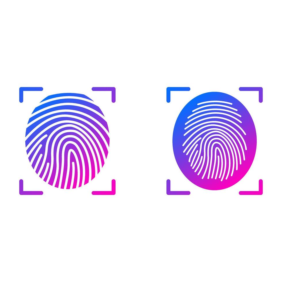 Fingerprint lock secure security icon label sign symbol design vector, fingerprint protection security vector