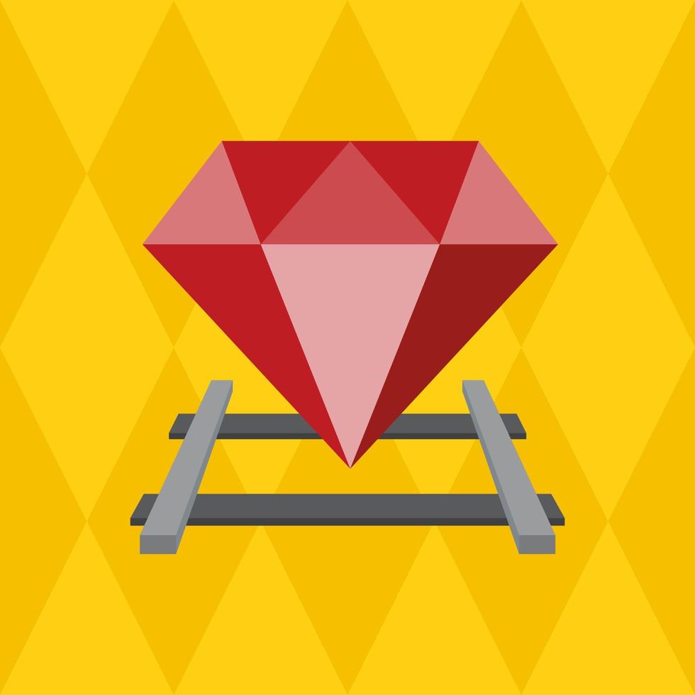 Ruby on the rail track train icon vector