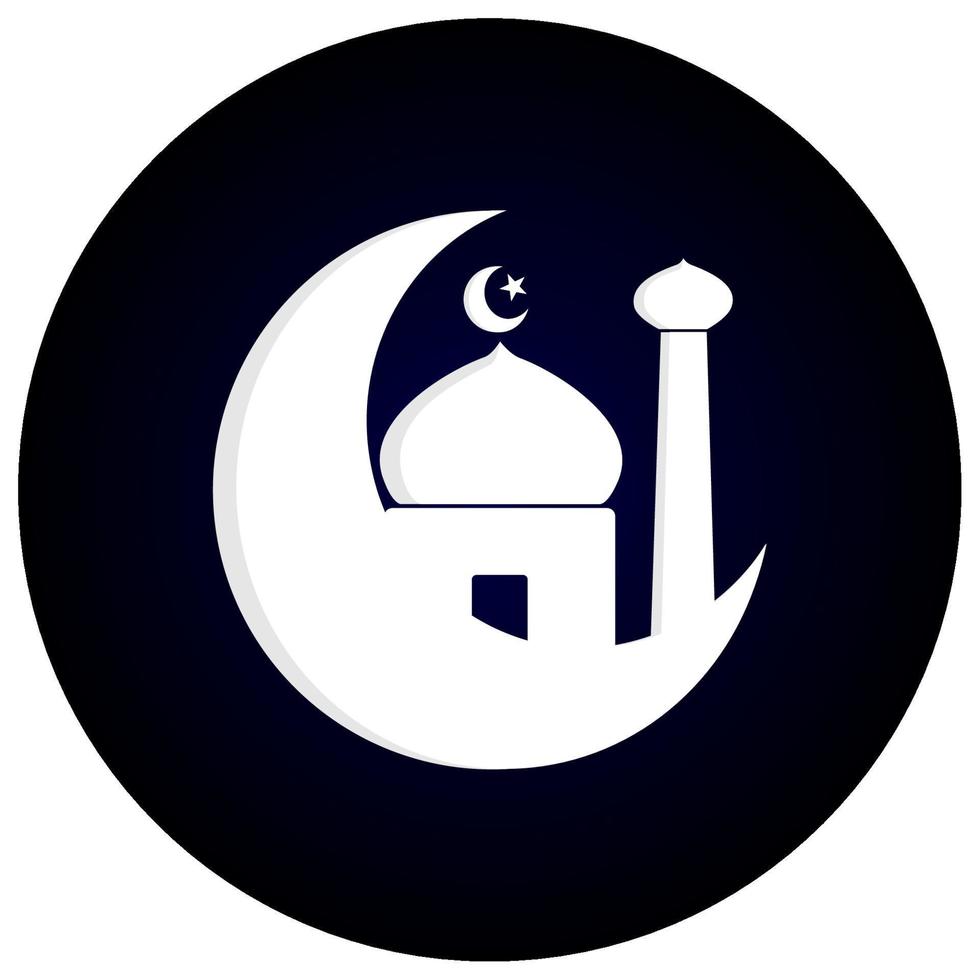 Islamic icon, moon star and mosque. Vector illustration.