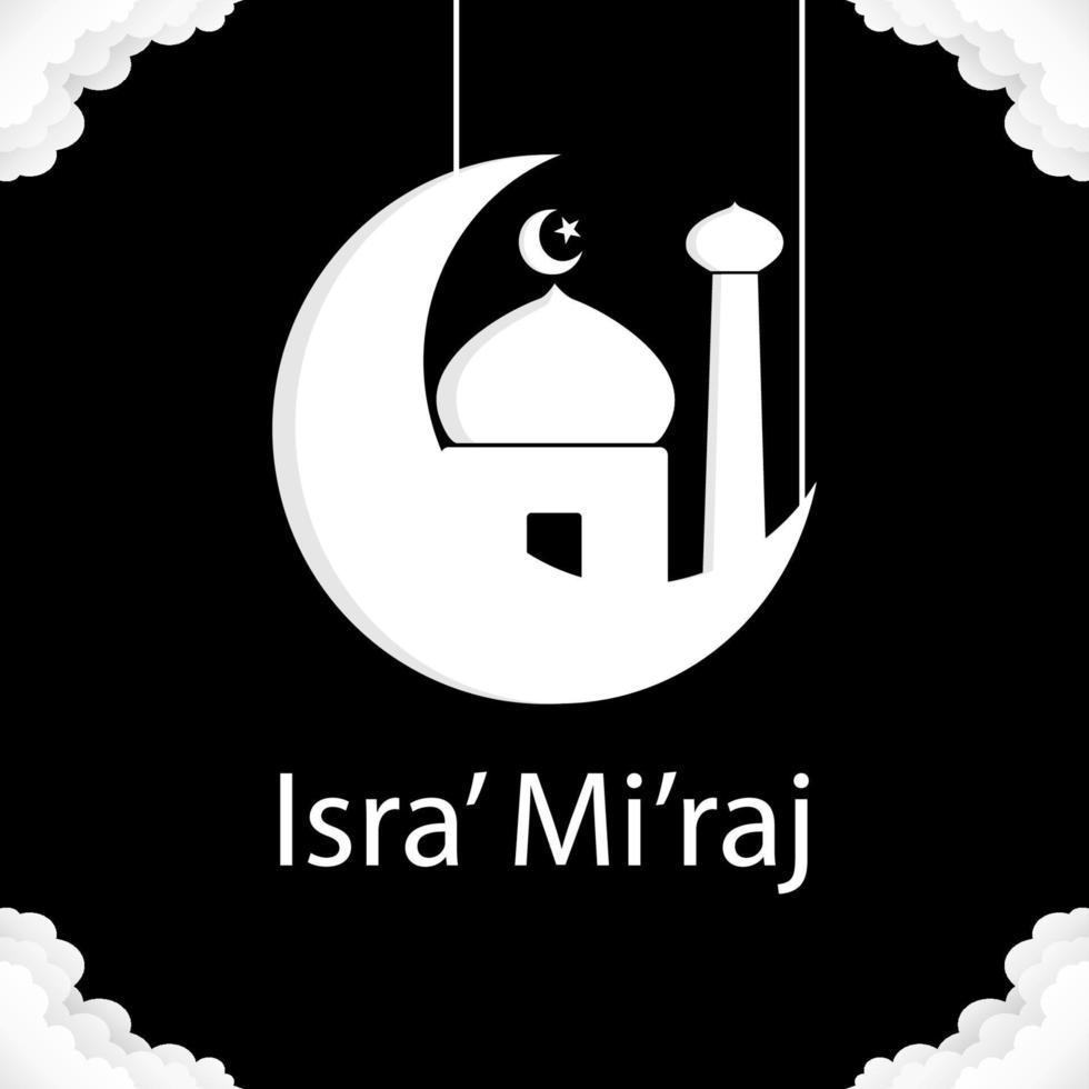 Isra' Mi'raj prophet Muhammad SAW. Islamic icon. Vector illustration.
