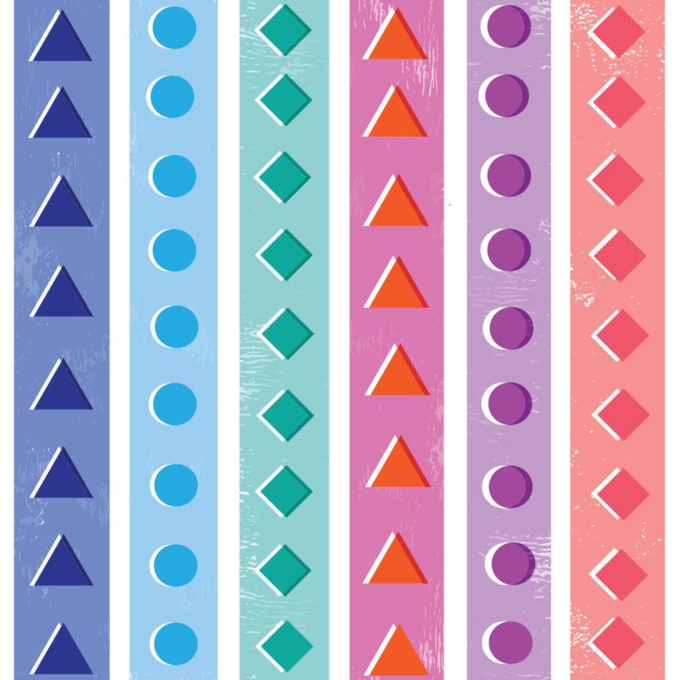 Basic stripe seamless pattern. Circle, diamond, triangle ribbon design vector