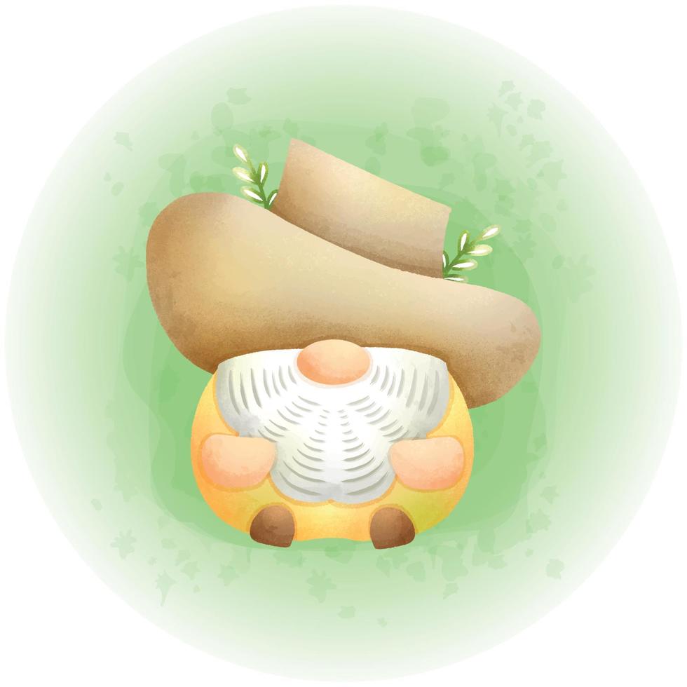 Cute Spring Gnomes in Watercolor Style Hand Drawing Graphics 01 vector