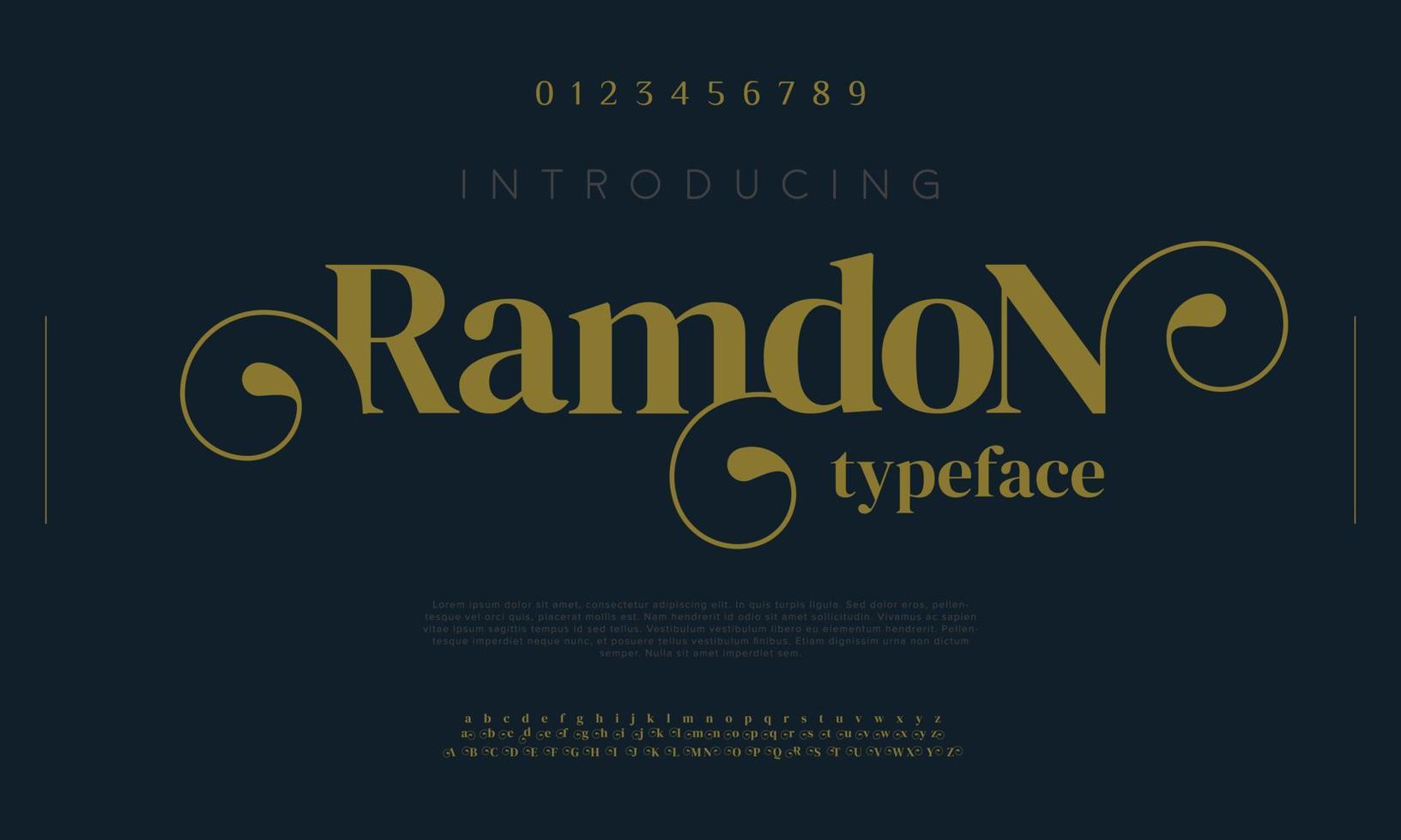 Ramdon luxury font typeface. Ramadan alphabet typography vector