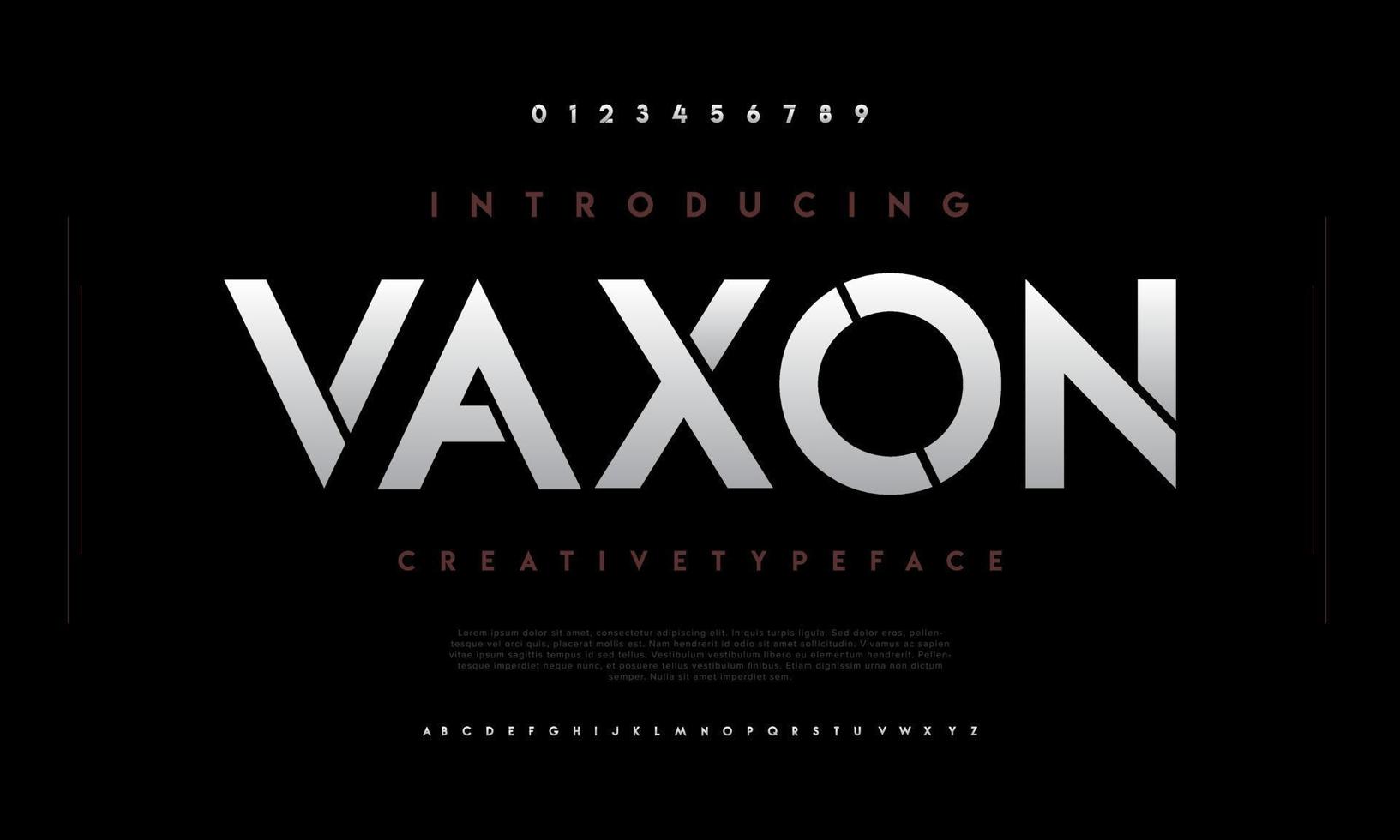 Vaxon alphabet urban font. Digital futuristic technology logo branding typeface vector