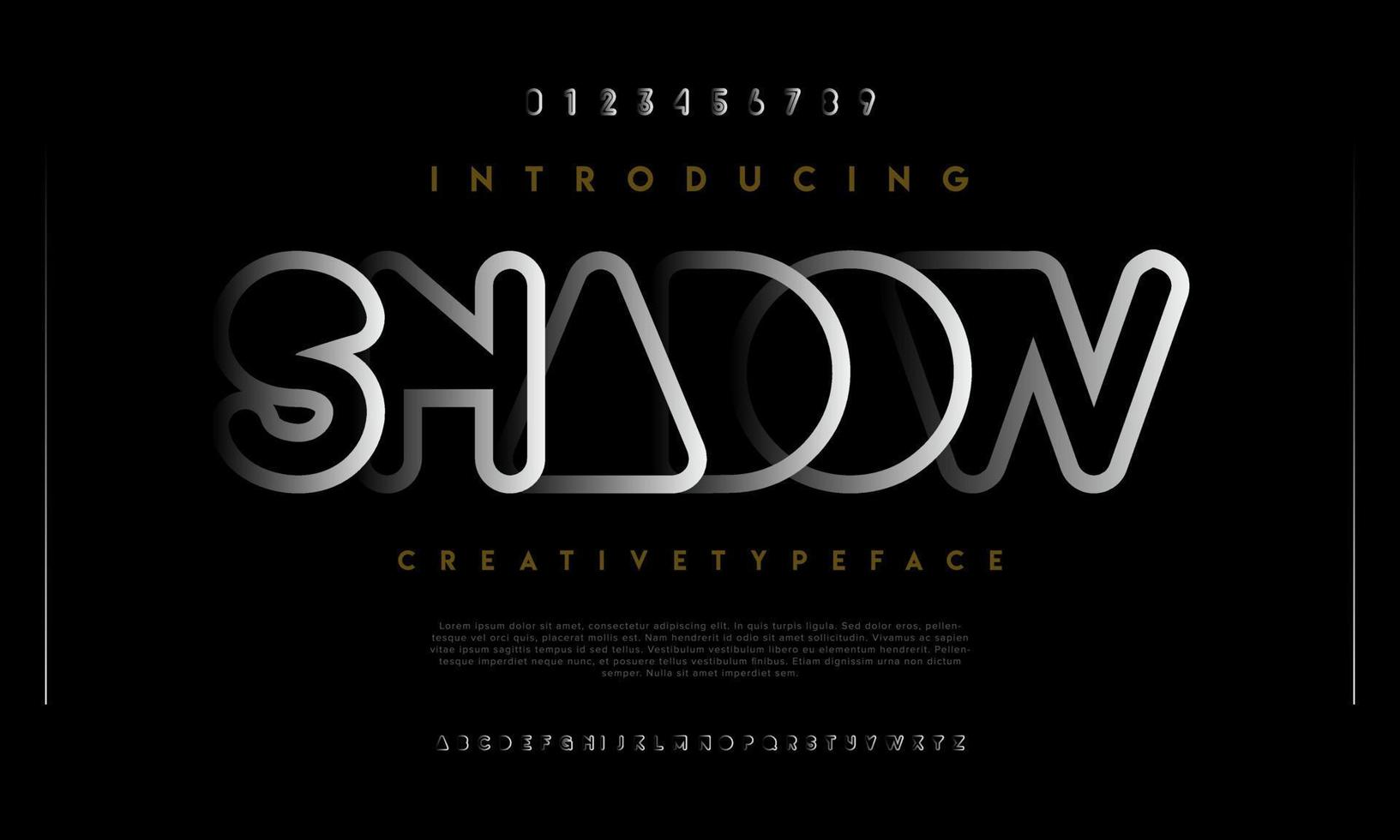 Shadow alphabet urban font. Digital futuristic technology logo branding typeface vector