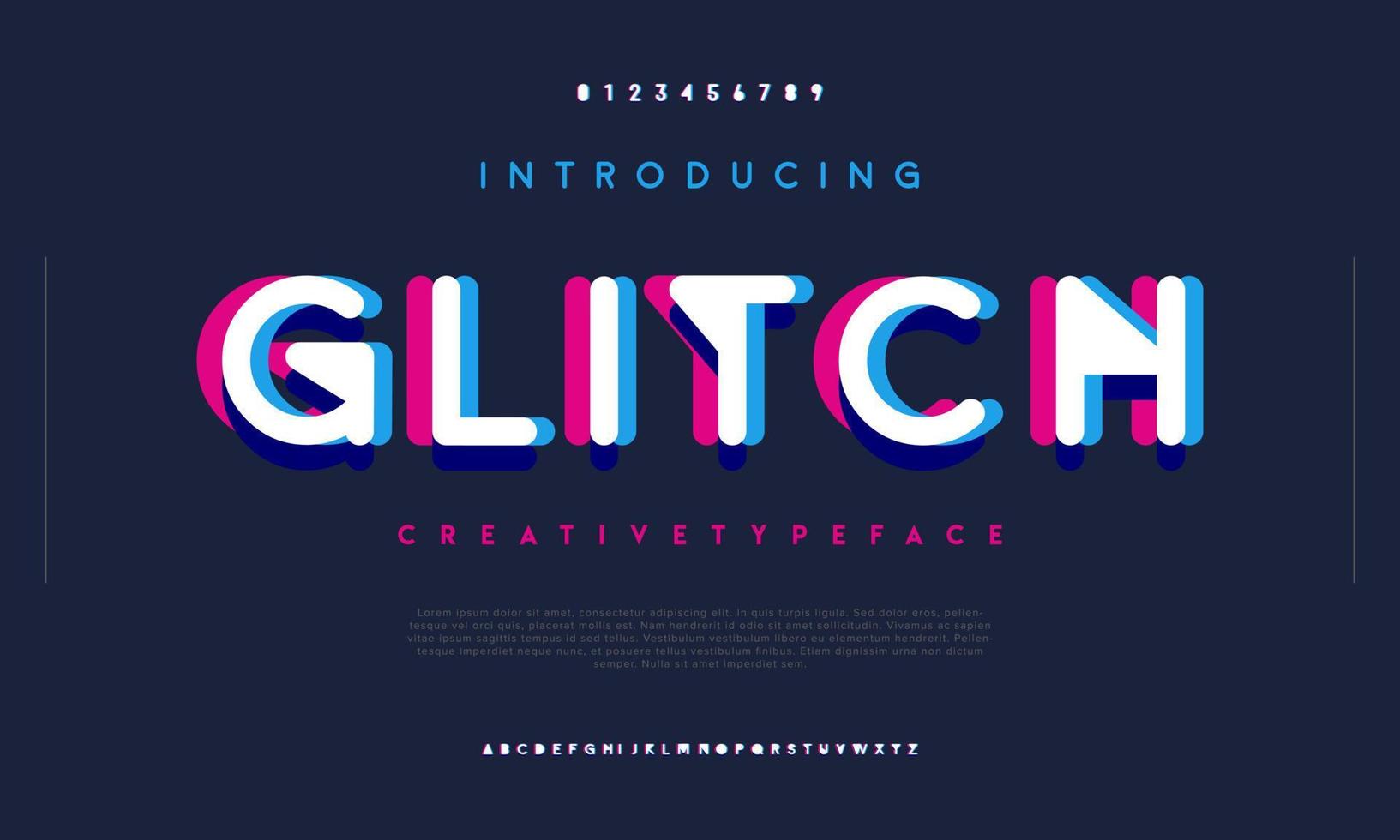 Glitch alphabet urban font. Digital futuristic technology logo branding typeface vector