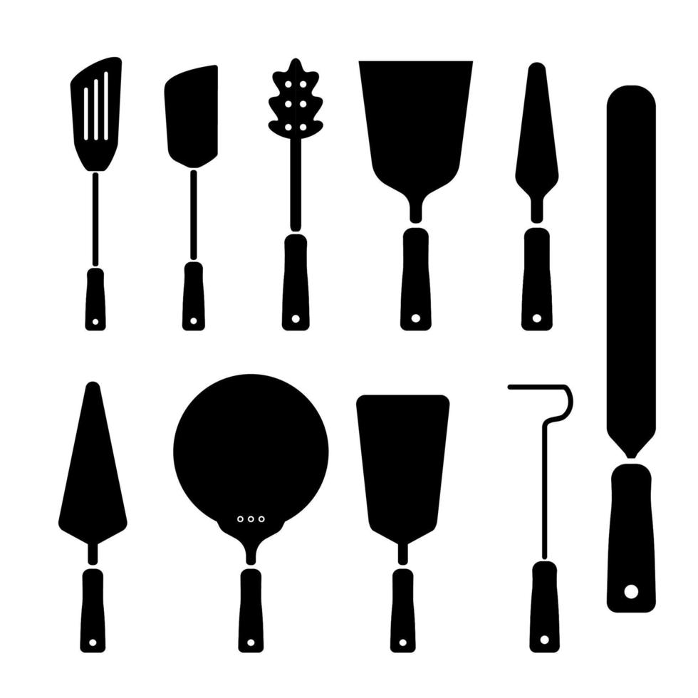 paquete de utensilios o icono de conjunto. de color negro. forma redondeada. vector