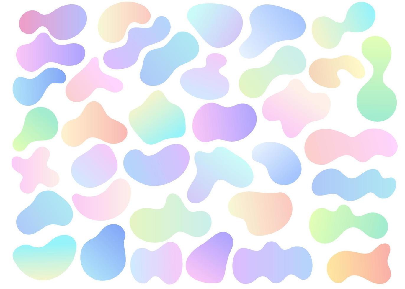 Abstract fluid shapes. Gradient liquid elements. Amoeba splashes design. Vector graphic set