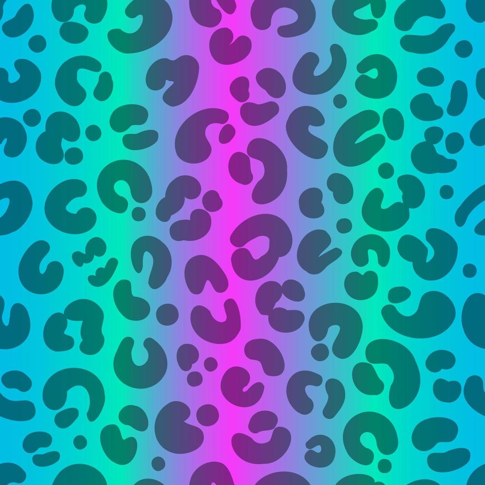 Neon leopard seamless pattern. Bright colored spotted background. Vector rainbow animal print.