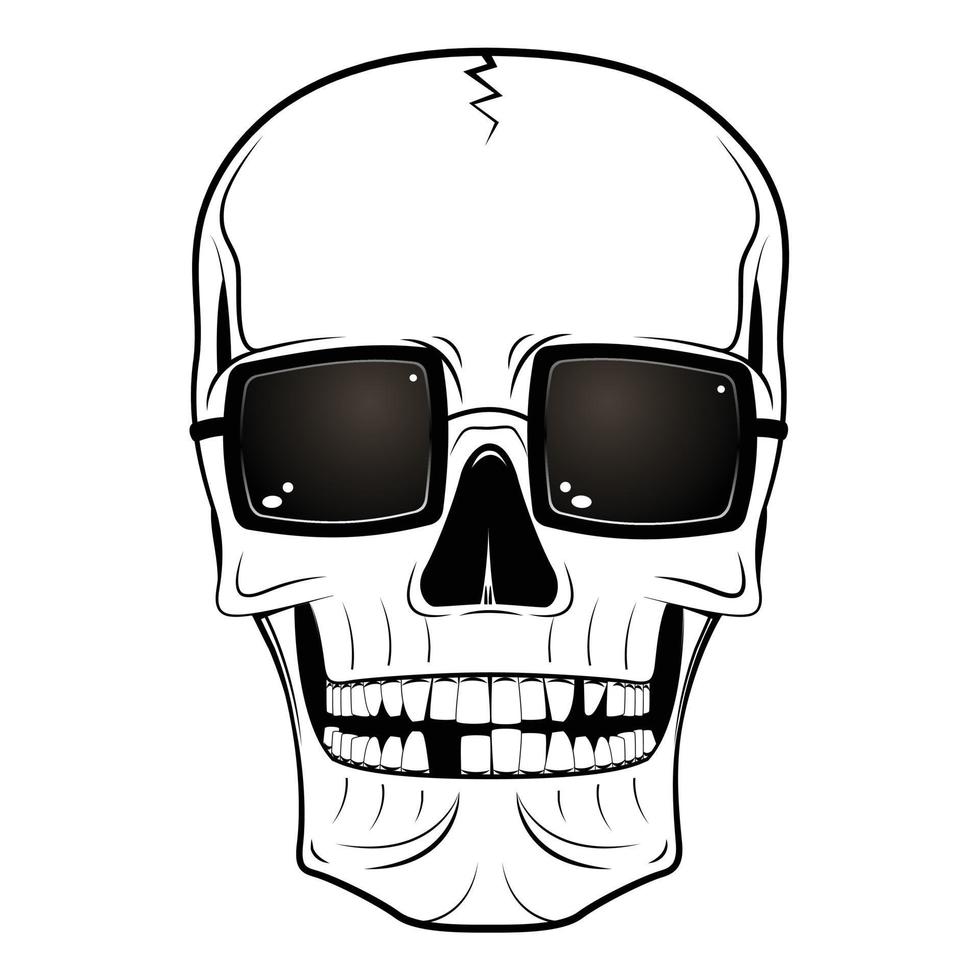 cráneo con gafas de sol - dibujo divertido vector