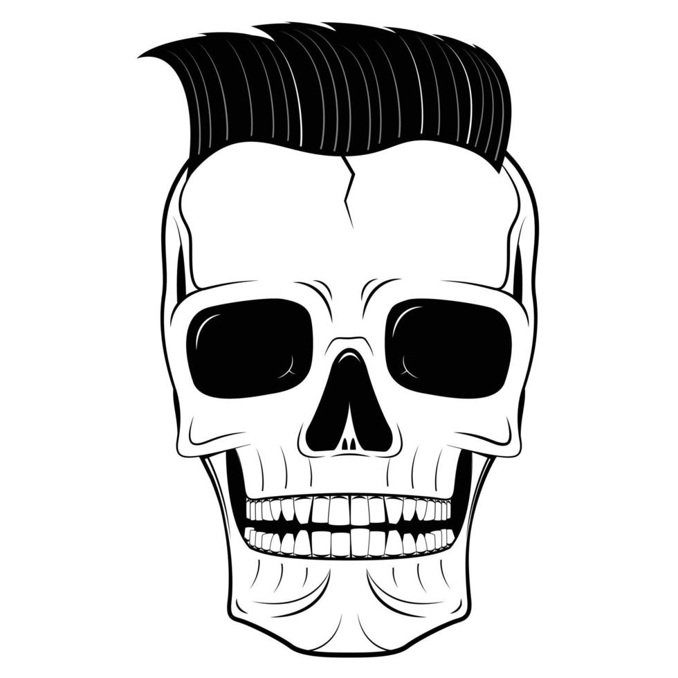 cráneo hipster con corte de pelo divertido vector