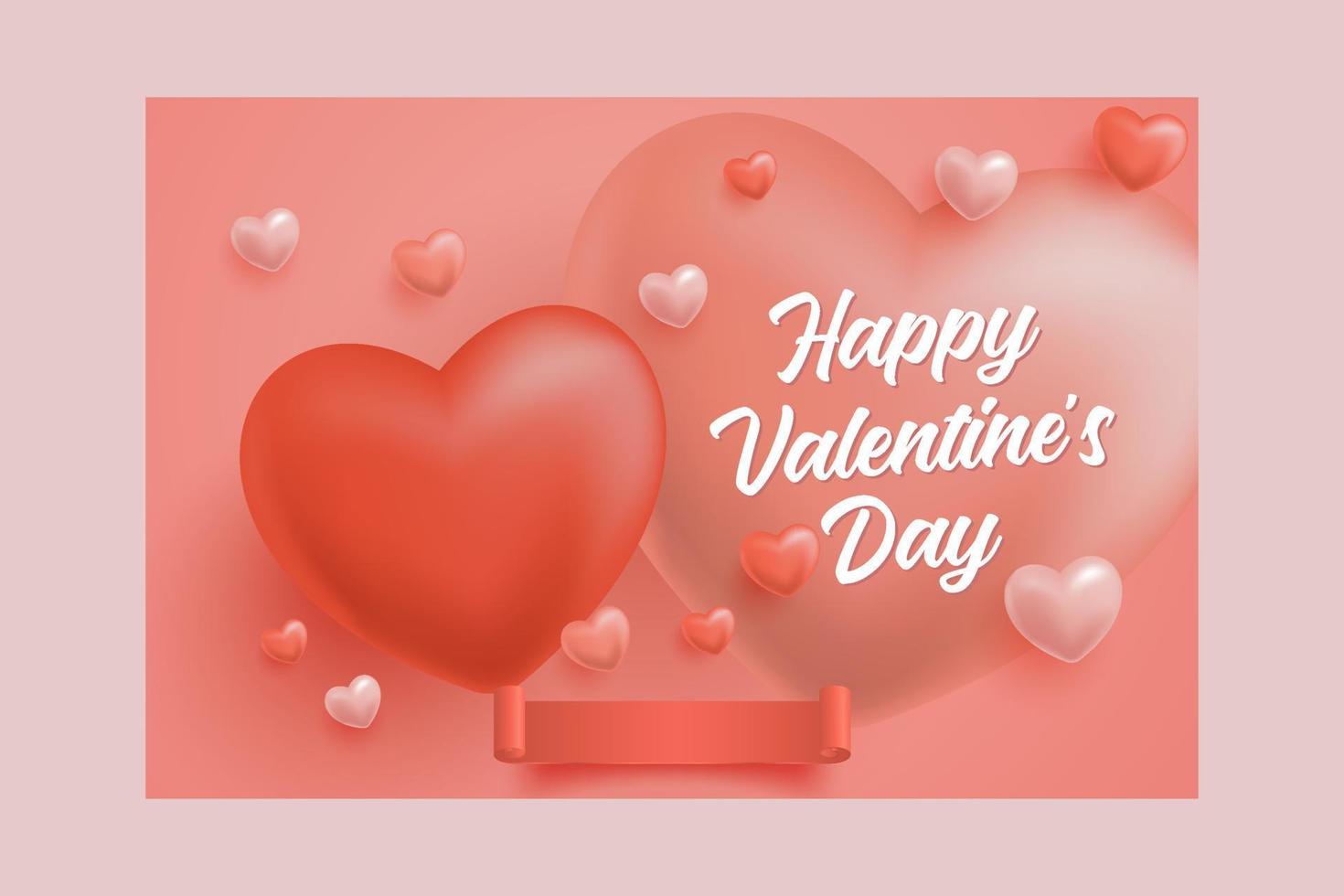 feliz día de san valentín, corazón icono 3d con fondo degradado vector