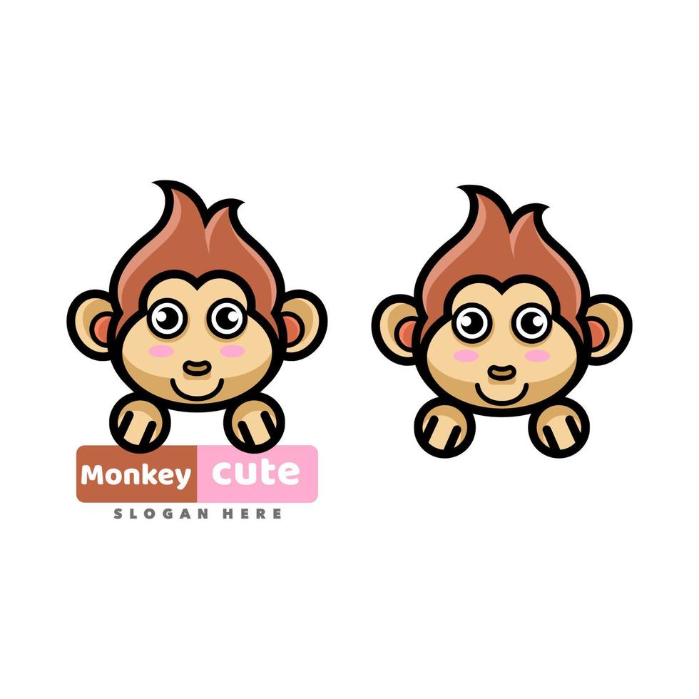 Monkey cute logo vector