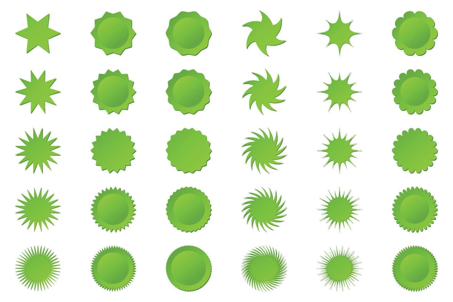 Set of 3d star or sun shaped sale stickers. Promotional sticky notes and labels. vector
