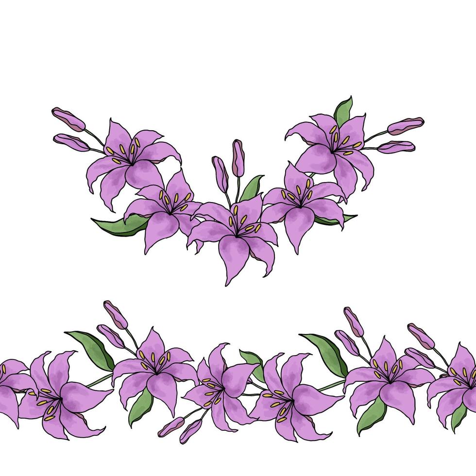 Lilly hand drawn flower vector