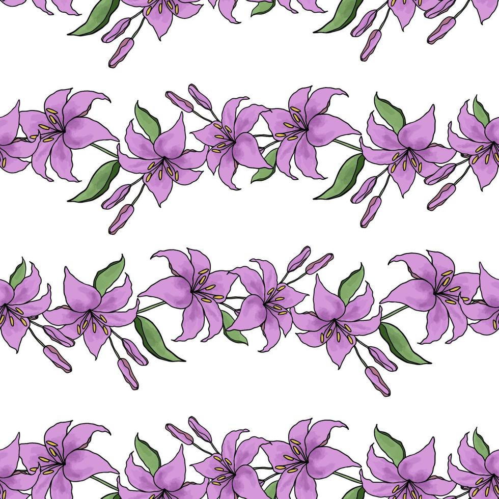 lilly flor dibujada a mano vector