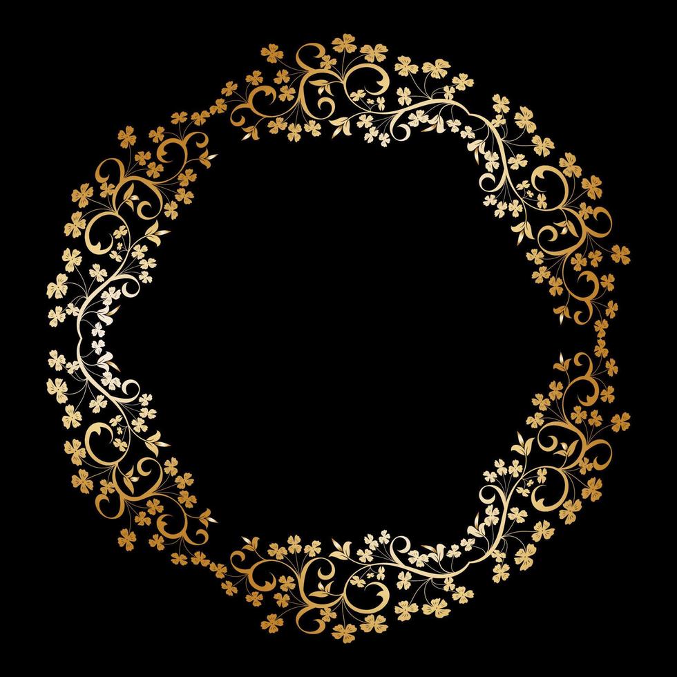 Decorative frame Elegant vector element for design in Eastern style, place for text. Beautiful floral golden border. Lace illustration for invitations, greeting cards and T Shirt design.