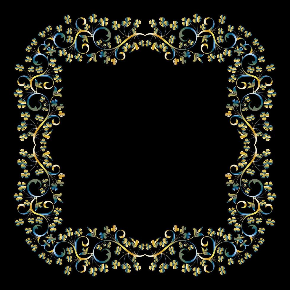 Decorative frame Elegant vector element for design in Eastern style, place for text. Beautiful floral golden border. Lace illustration for invitations, greeting cards and T Shirt design.