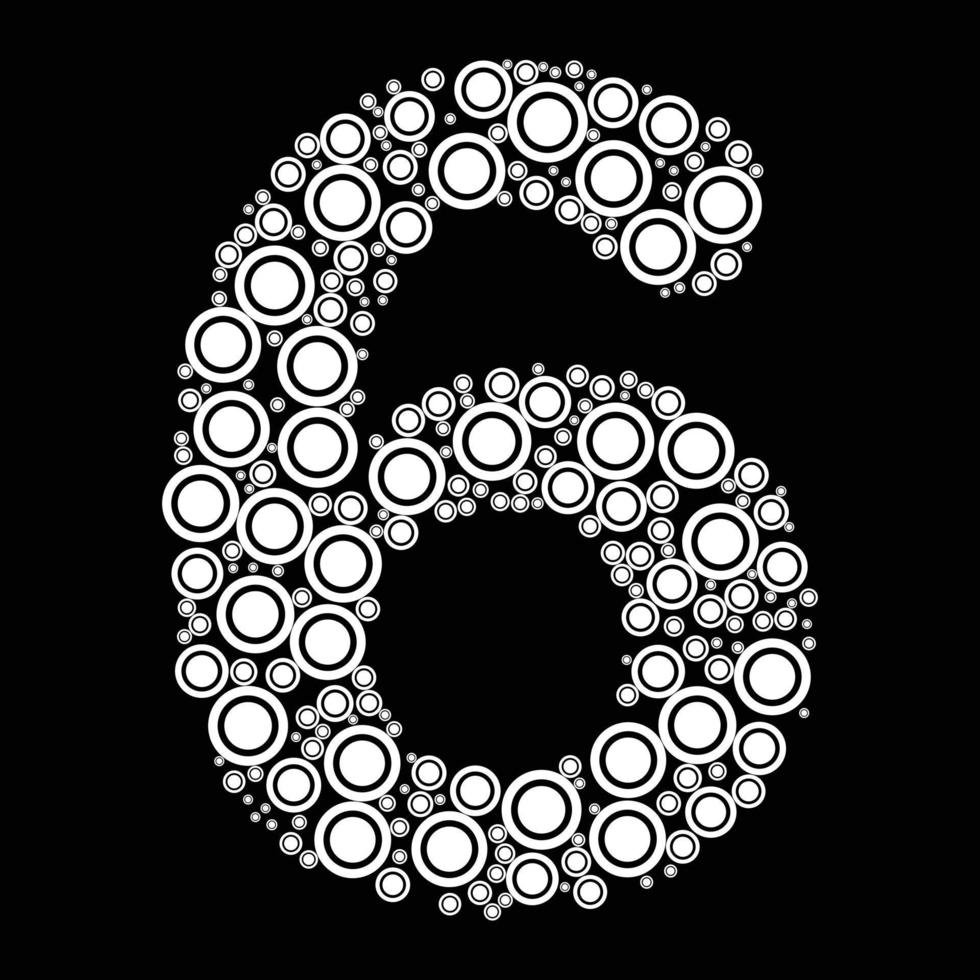 Number 6 design with round geometric shapes vector