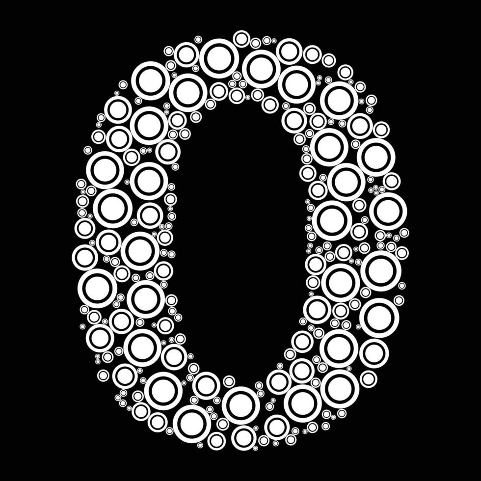 Number 0 design with round geometric shapes vector