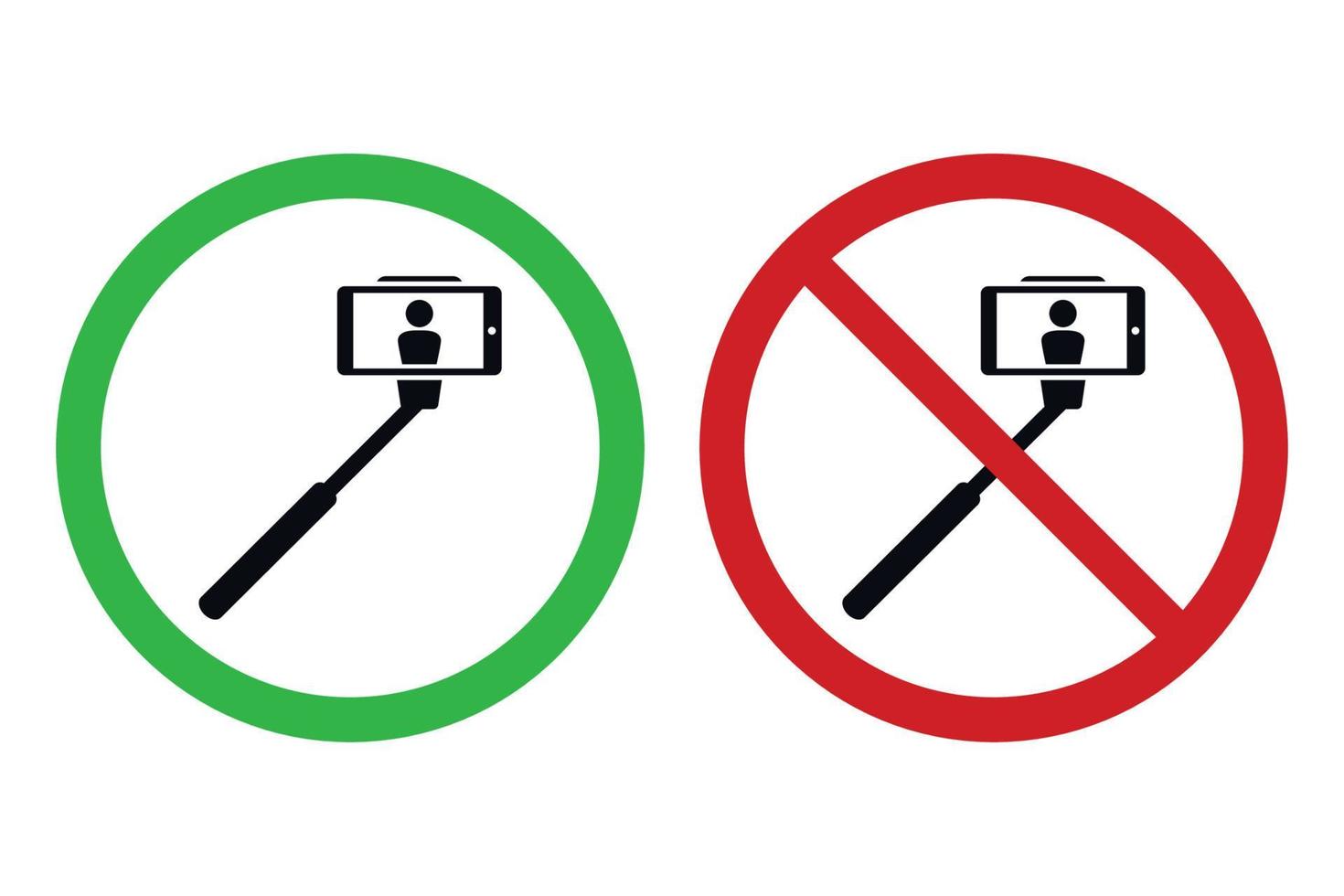 Selfie stick allowed and forbidden signs on a white background vector