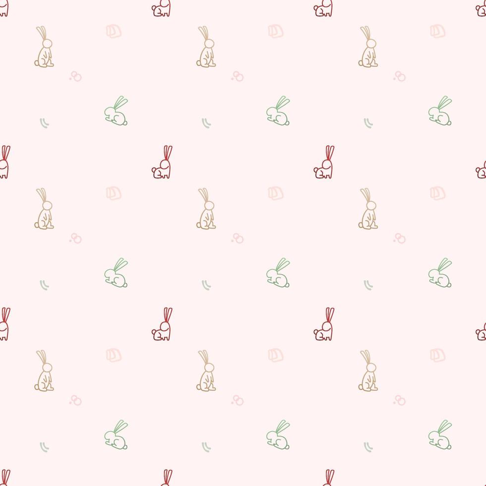 Seamless pattern rabbit on pink backgroaund vector
