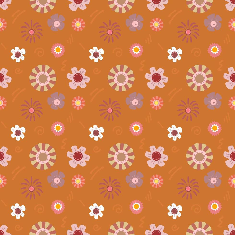 Seamless pattern flower on colorful background vector