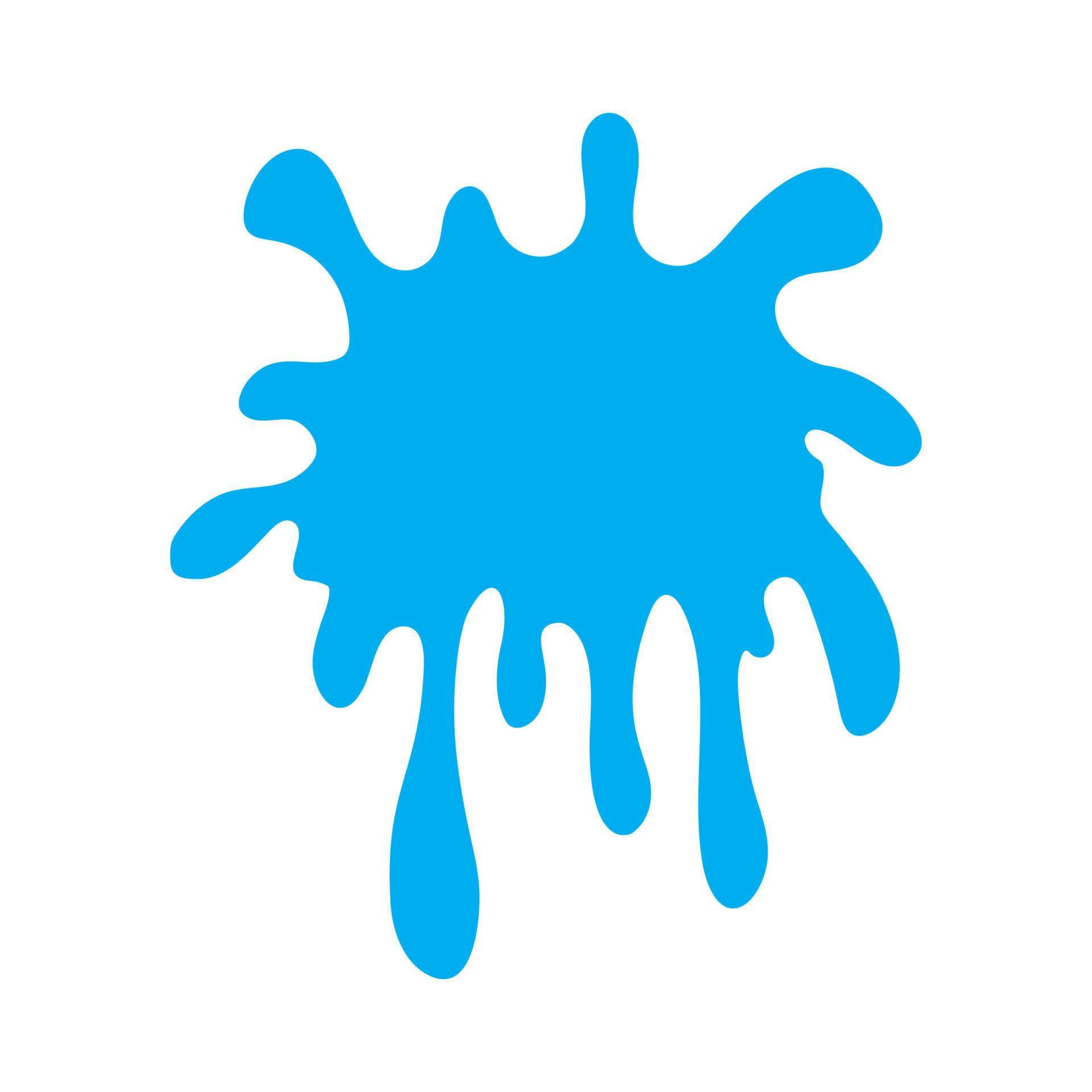 Blue ink drops, splashes, blotter spots, liquid paint drip, drop splash ...