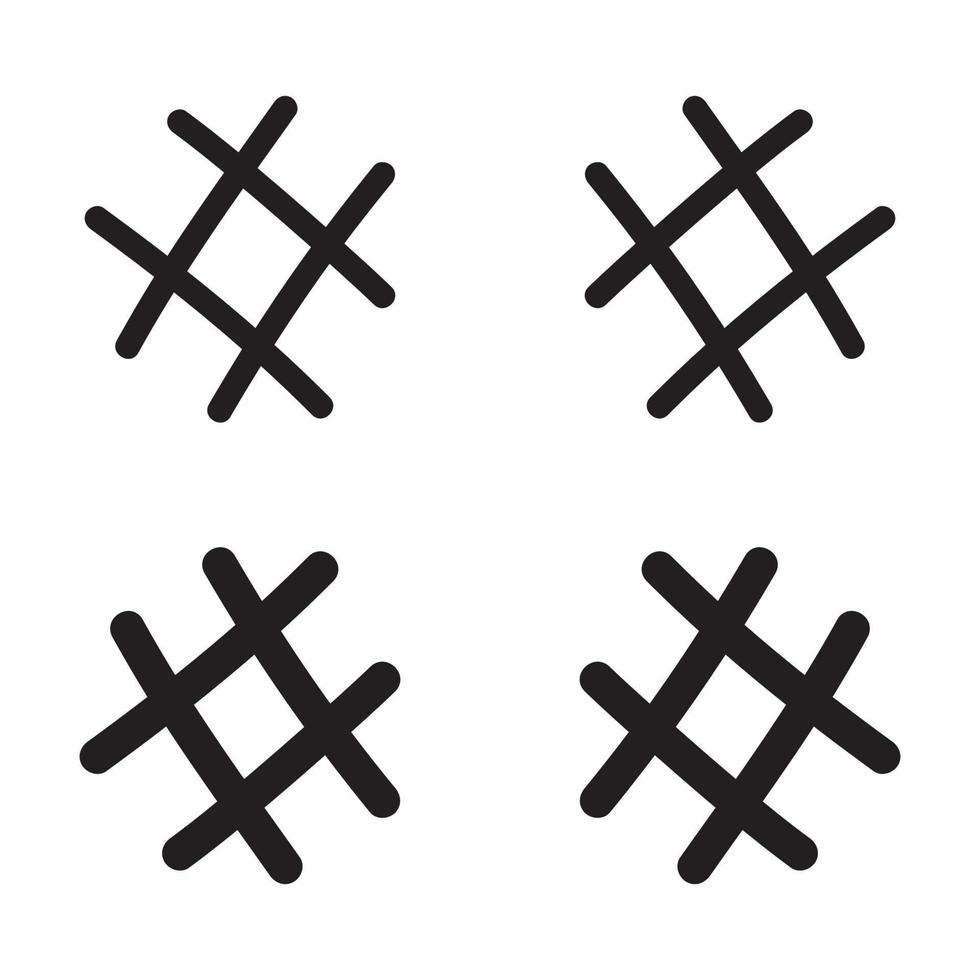 Set of simple hash tag icon flat design vector illustration.