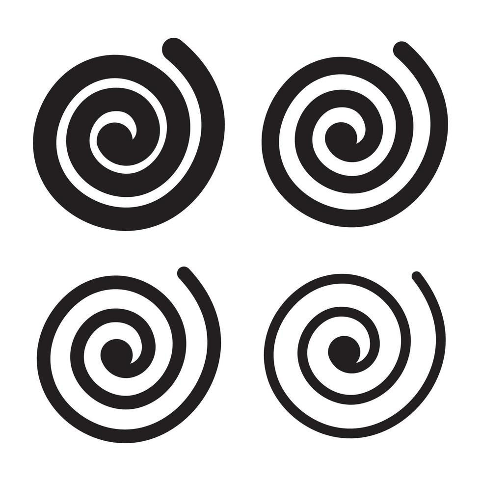 conjunto de remolino espiral líneas icono diseño plano vector ilustración.