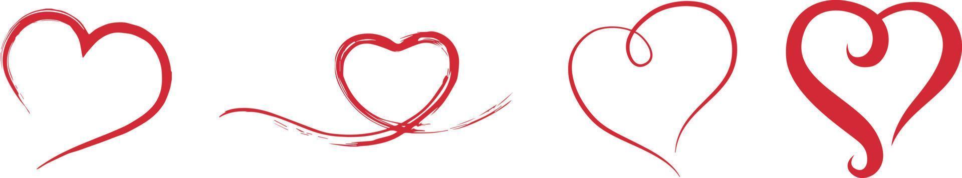 Horizontal set for Ink Brush hearts. Heart Symbol. heart icon. shaped logo.  lovers, romance, valentines, valentine, romantic, concept, card, marriage, two, day, variety, affection, happiness vector