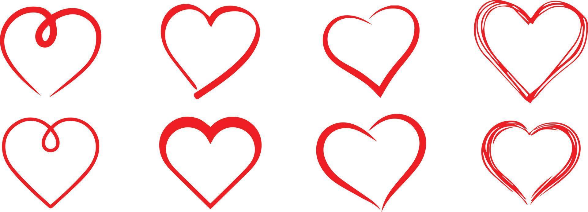 Horizontal set for Ink Brush hearts. Heart Symbol. heart icon. shaped logo.  lovers, romance, valentines, valentine, romantic, concept, card, marriage, two, day, variety, affection, happiness vector