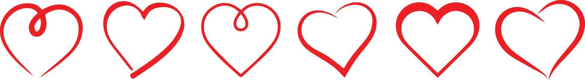 Horizontal set for Ink Brush hearts. Heart Symbol. heart icon. shaped logo.  lovers, romance, valentines, valentine, romantic, concept, card, marriage, two, day, variety, affection, happiness vector
