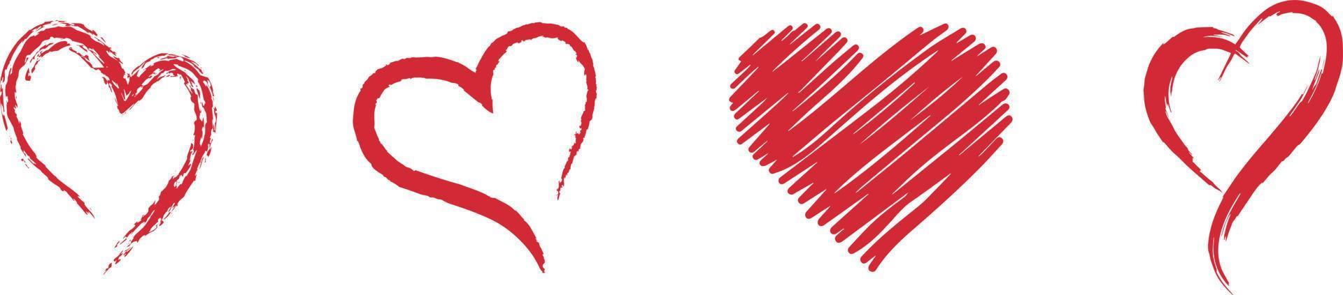 Horizontal set for Ink Brush hearts. Heart Symbol. heart icon. shaped logo.  lovers, romance, valentines, valentine, romantic, concept, card, marriage, two, day, variety, affection, happiness vector