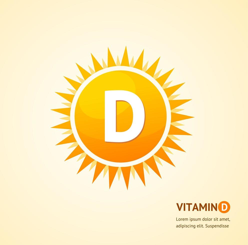 concepto de fondo de tarjeta de etiqueta solar de vitamina d. vector