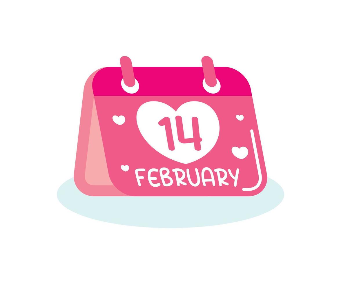 February 14 Valentine's Day Paper Calendar, Valentine's Day Icon. vector