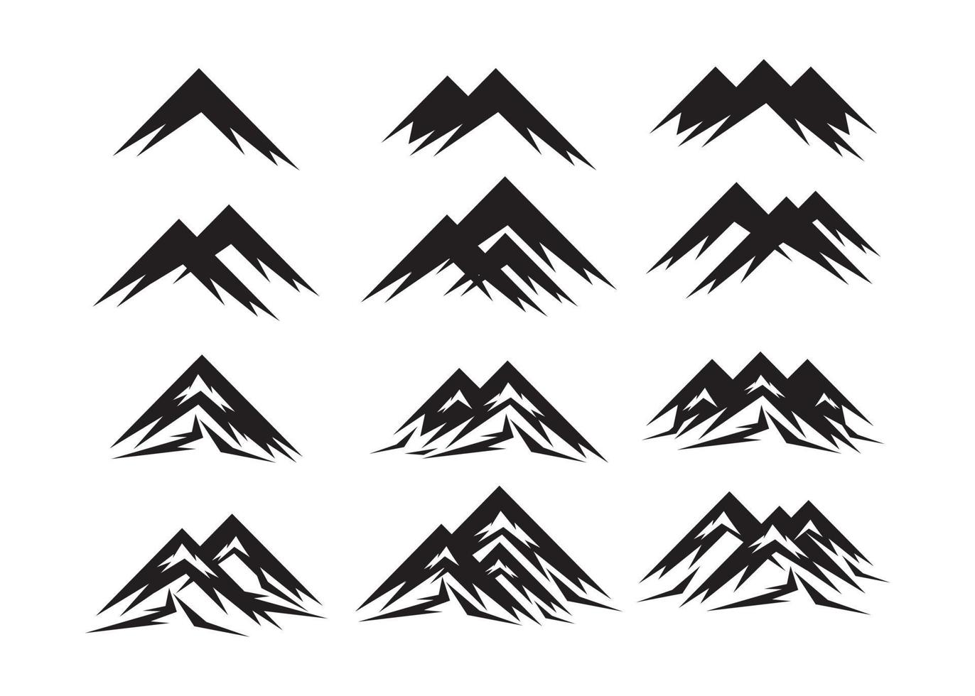 conjunto de iconos de montaña aislado sobre fondo blanco. montañas, viajes, cámping vector