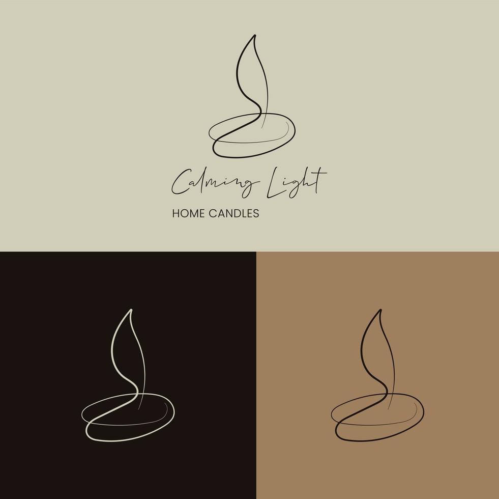 Candle line art, minimalism logo. Hand drawn vector illustration. Simple outline element.