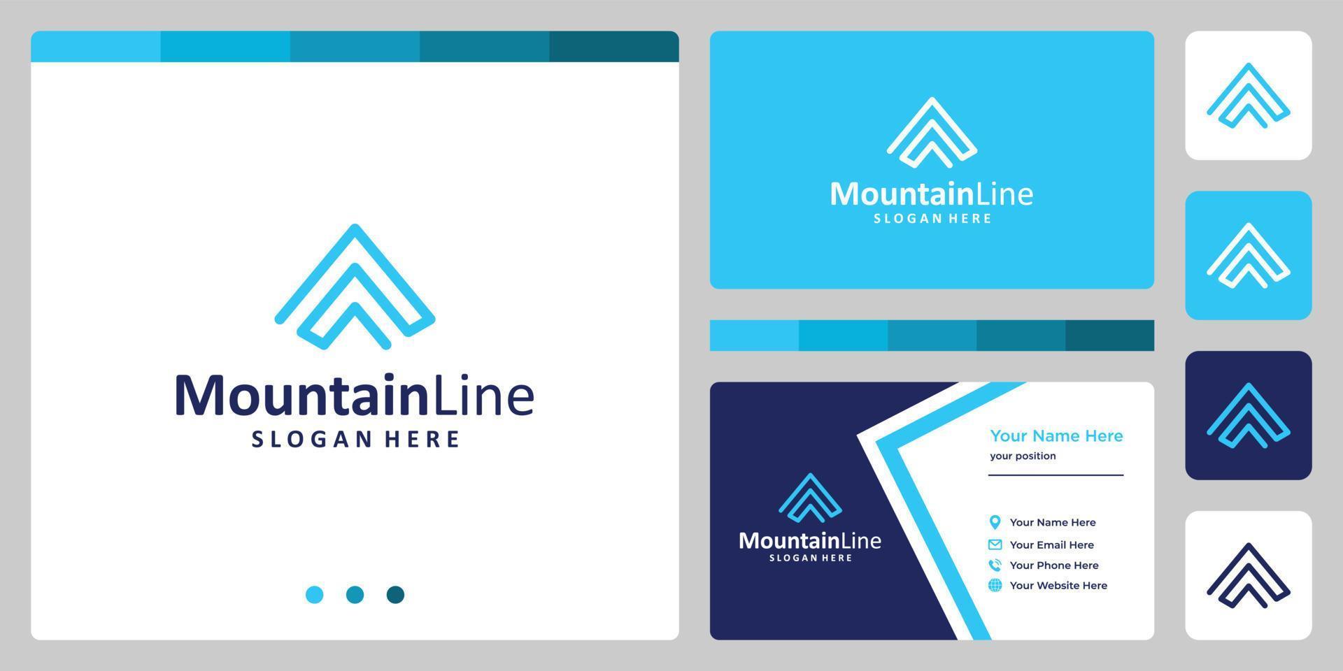 mountain design logo with connected lines. business card template design vector