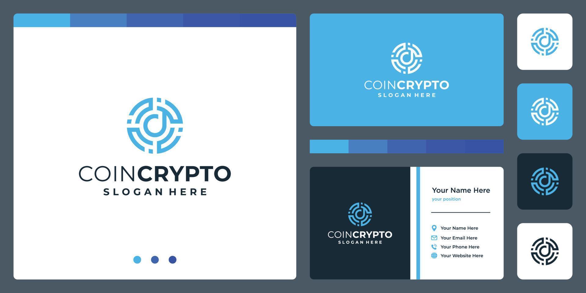 Crypto coin logo template with initial letter d. Vector Digital Money icon, Block chain, financial symbol.