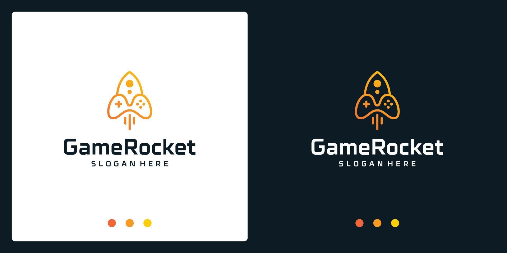 inspiración del logotipo del joystick y logotipo del cohete. vectores premium
