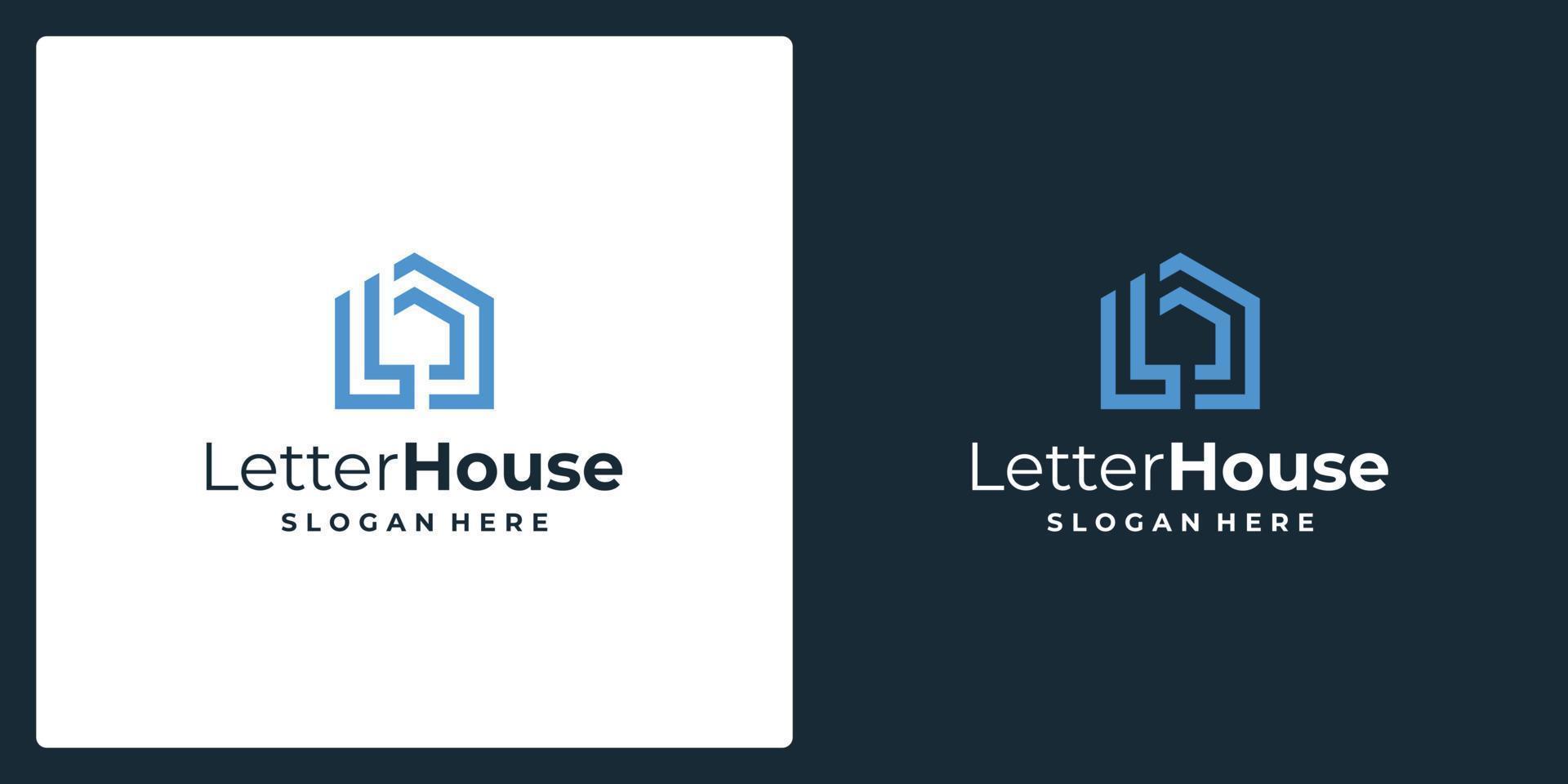 inspiration for the shape of a house with the initial letter L. vector premium