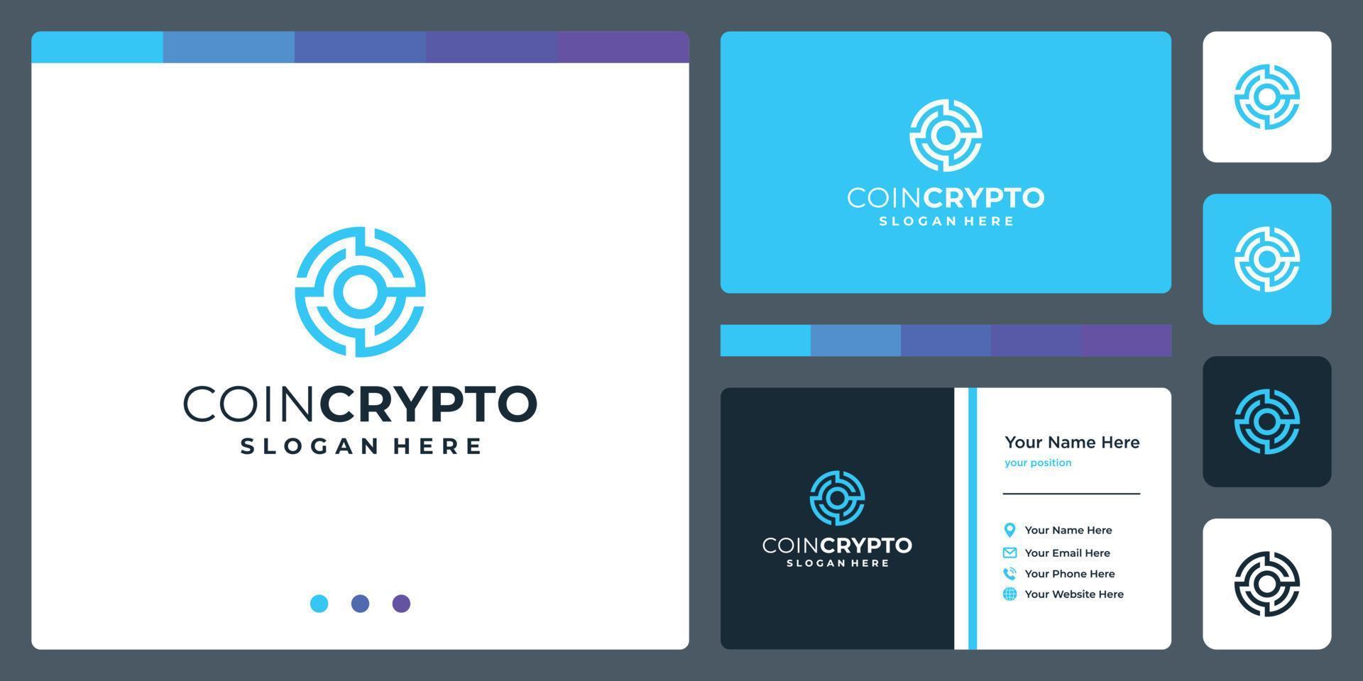 Crypto coin logo template with initial letter o. Vector Digital Money icon, Block chain, financial symbol.