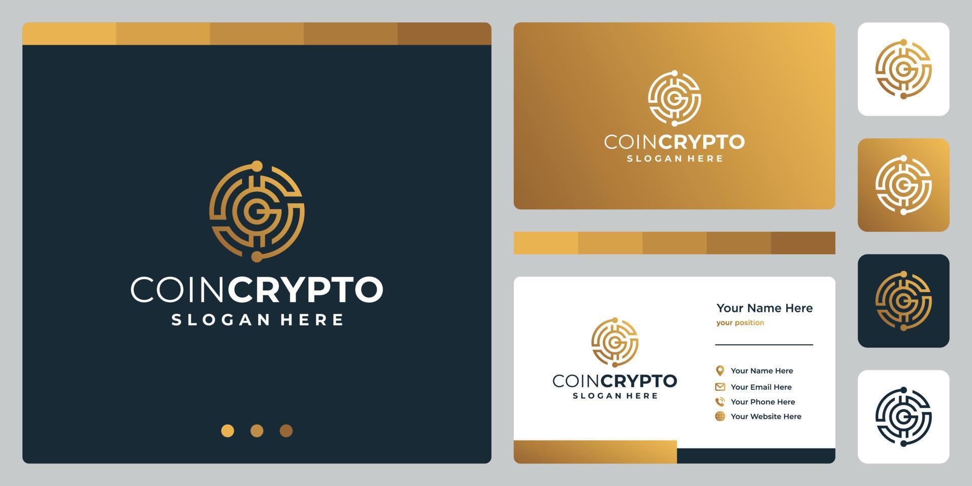 plantilla de logotipo criptográfico de moneda con letra inicial g. vector de icono de dinero digital, cadena de bloques, símbolo financiero.